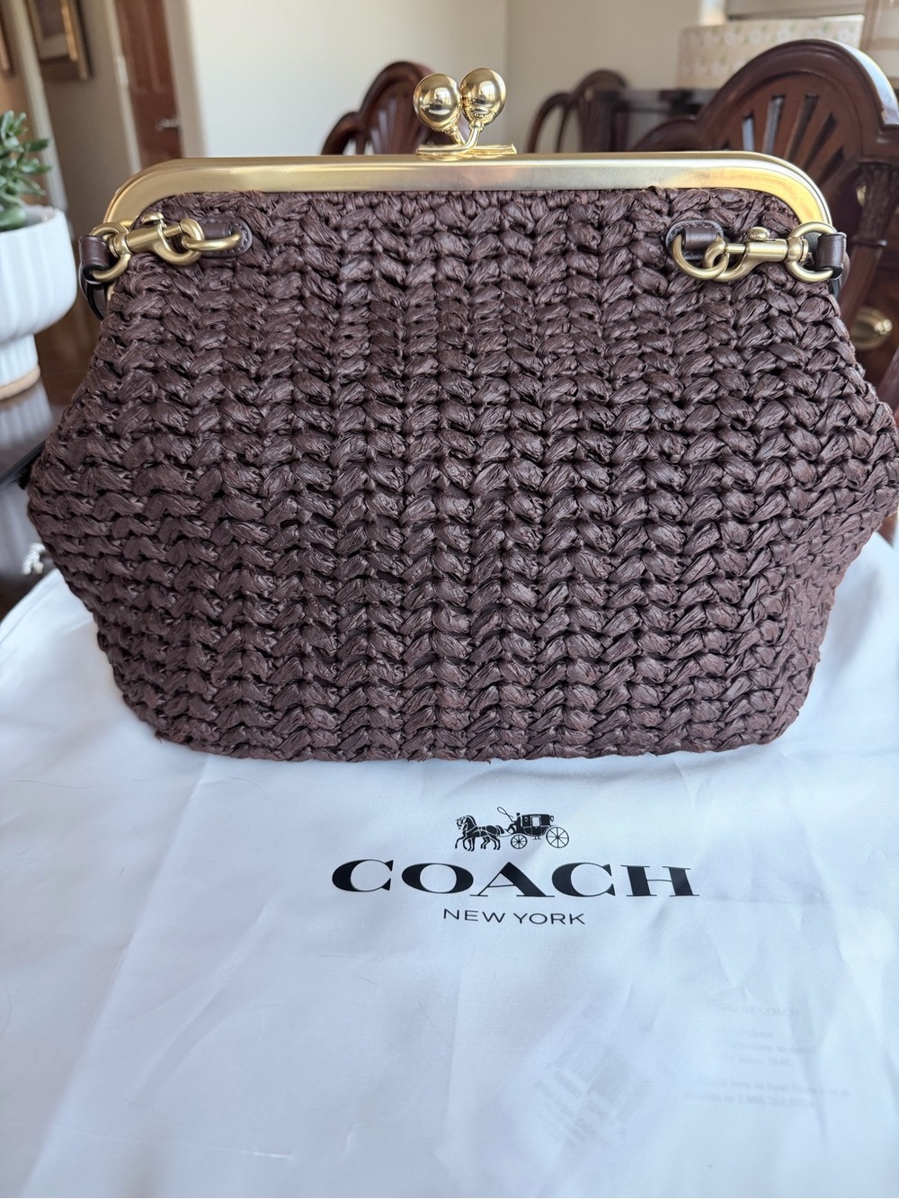 Coach Kisslock Frame Bag 27 in Brass/Maple - Picture 2 of 10